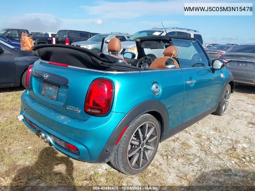 2021 Mini Convertible Cooper S VIN: WMWWJ5C05M3N15478 Lot: 40491475