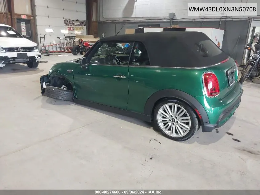 2022 Mini Convertible Cooper S VIN: WMW43DL0XN3N50708 Lot: 40274600