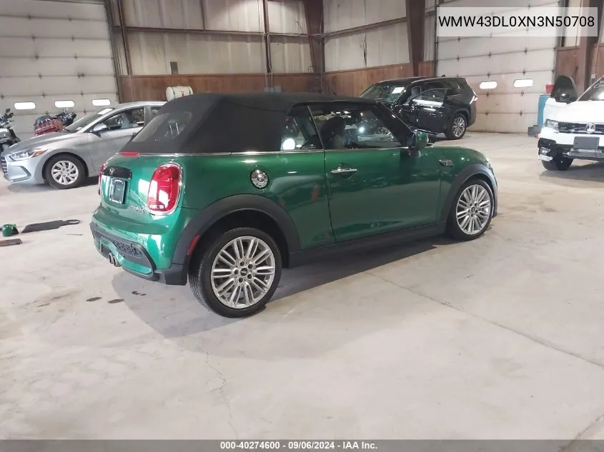 2022 Mini Convertible Cooper S VIN: WMW43DL0XN3N50708 Lot: 40274600