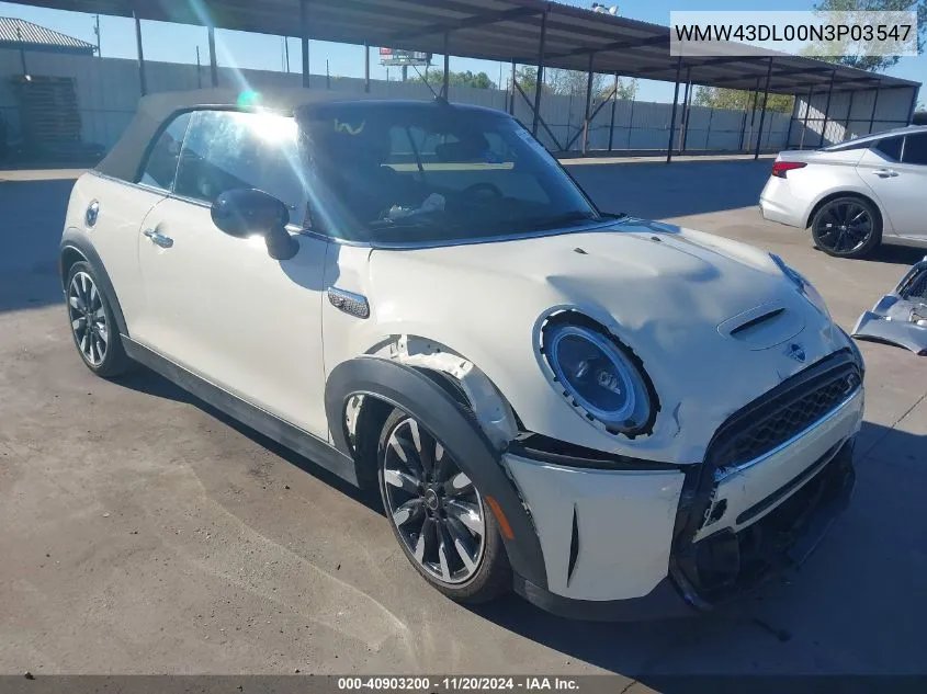 2022 Mini Convertible Cooper S VIN: WMW43DL00N3P03547 Lot: 40903200