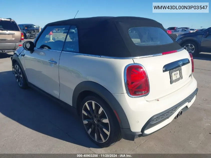 2022 Mini Convertible Cooper S VIN: WMW43DL00N3P03547 Lot: 40903200