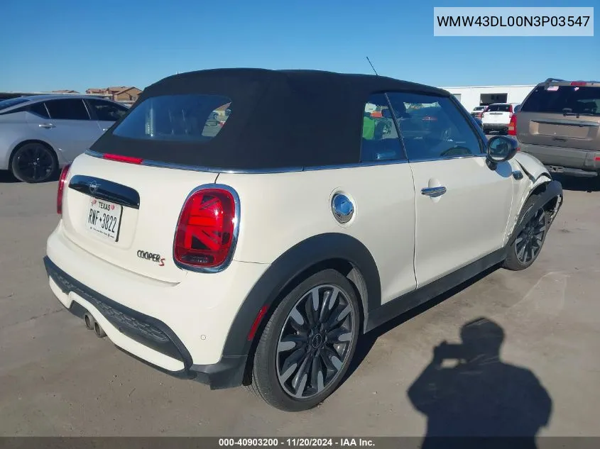 2022 Mini Convertible Cooper S VIN: WMW43DL00N3P03547 Lot: 40903200