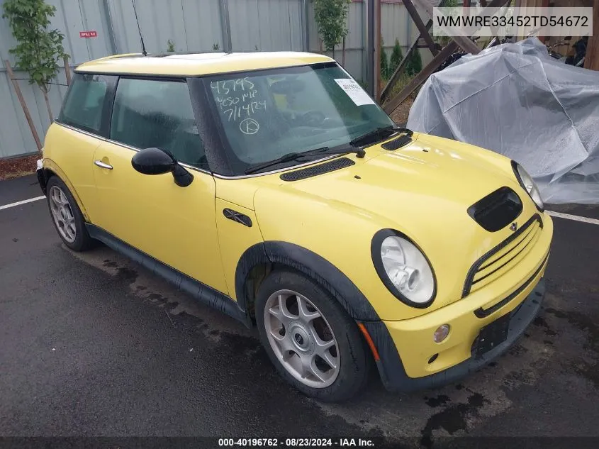 2002 Mini Cooper S VIN: WMWRE33452TD54672 Lot: 40196762