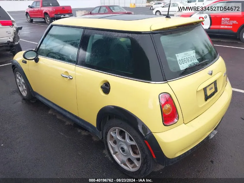 2002 Mini Cooper S VIN: WMWRE33452TD54672 Lot: 40196762