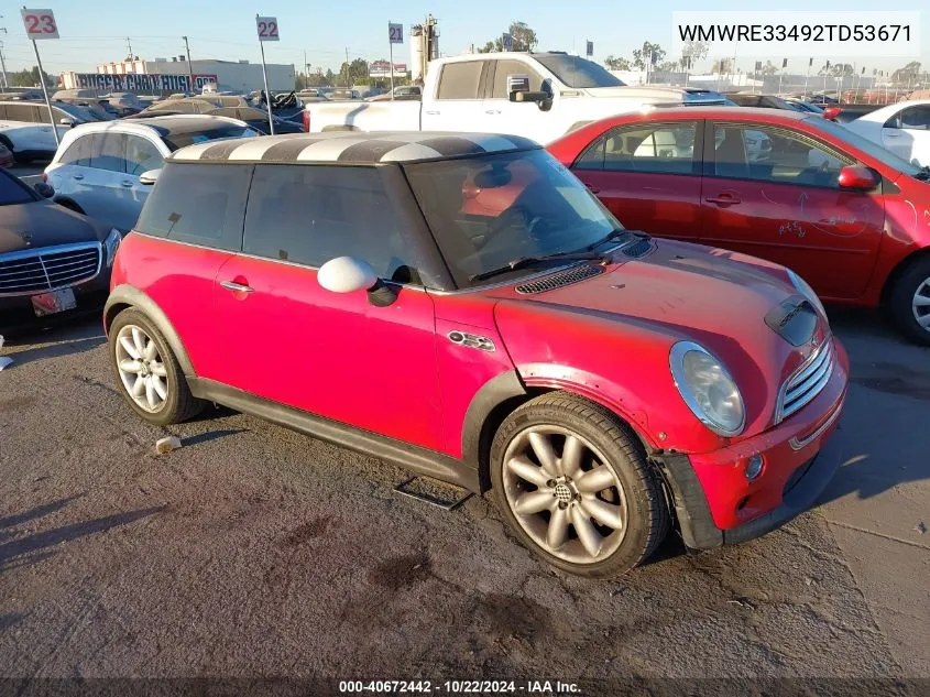 2002 Mini Cooper S VIN: WMWRE33492TD53671 Lot: 40672442