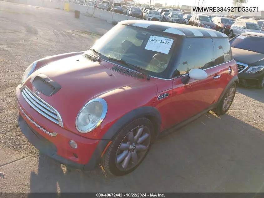 2002 Mini Cooper S VIN: WMWRE33492TD53671 Lot: 40672442