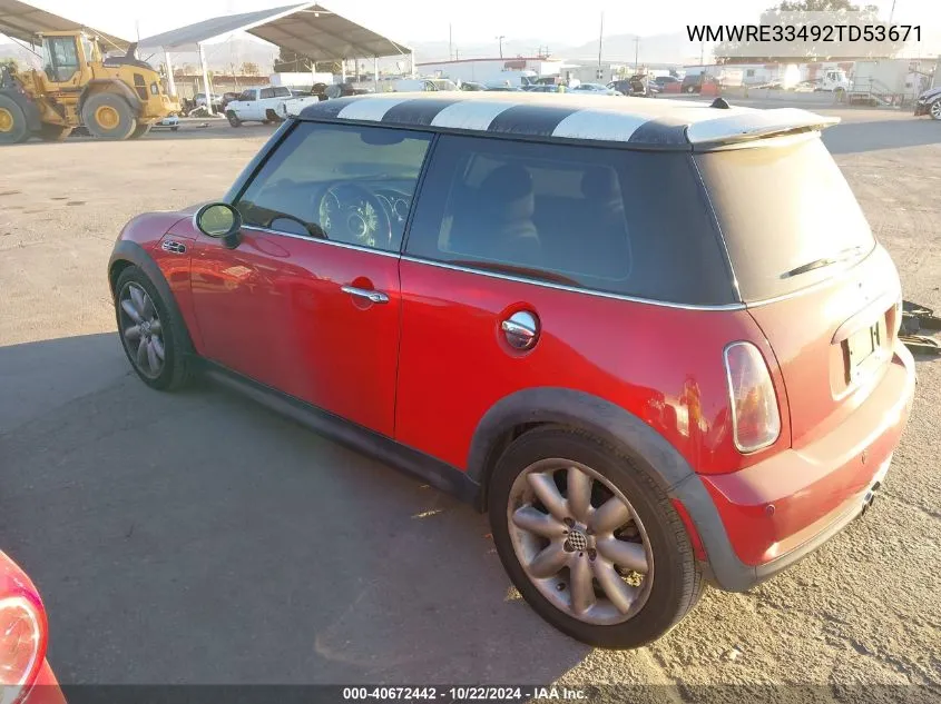 2002 Mini Cooper S VIN: WMWRE33492TD53671 Lot: 40672442