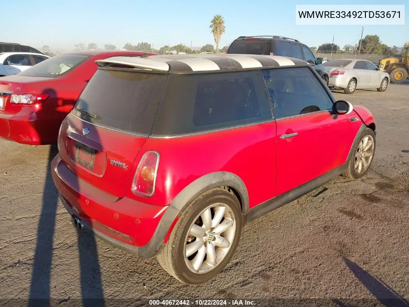 2002 Mini Cooper S VIN: WMWRE33492TD53671 Lot: 40672442