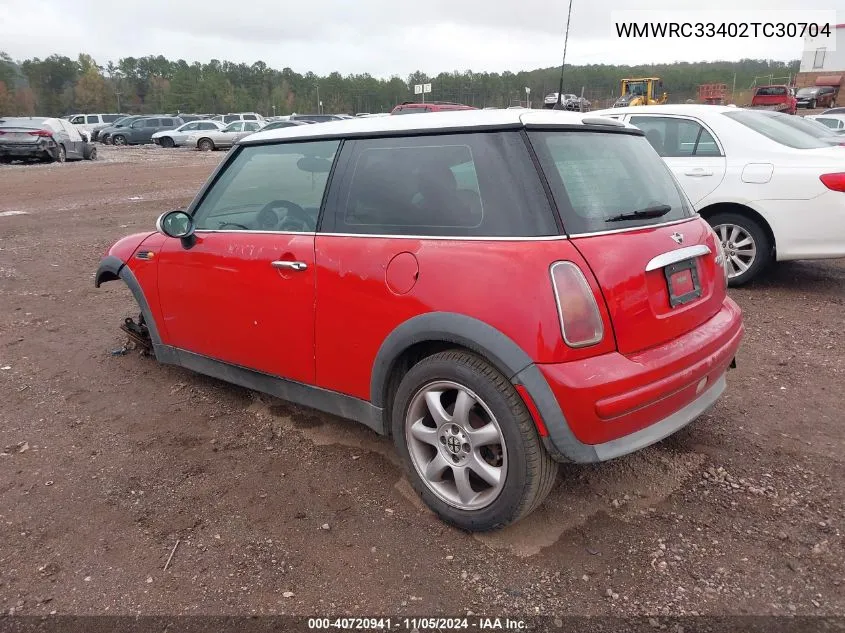 2002 Mini Cooper VIN: WMWRC33402TC30704 Lot: 40720941