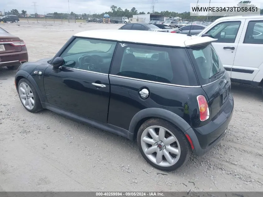 2003 Mini Cooper S S VIN: WMWRE33473TD58451 Lot: 40259594