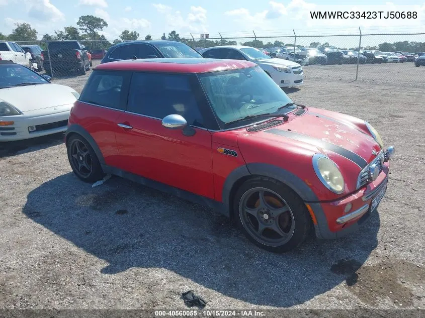 2003 Mini Cooper VIN: WMWRC33423TJ50688 Lot: 40560055