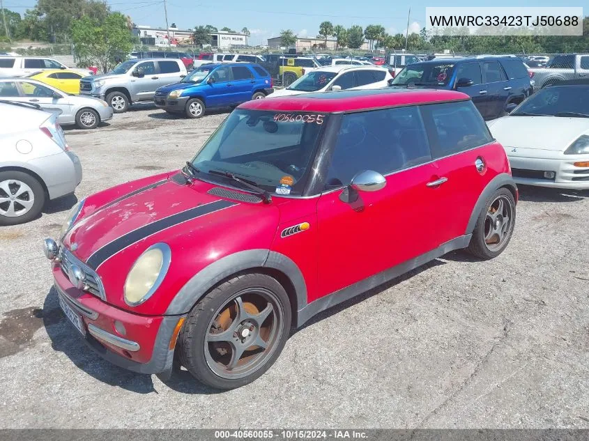 2003 Mini Cooper VIN: WMWRC33423TJ50688 Lot: 40560055