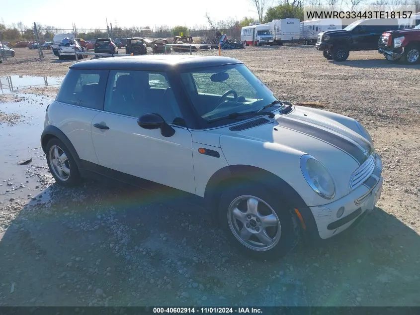 2003 Mini Cooper VIN: WMWRC33443TE18157 Lot: 40602914