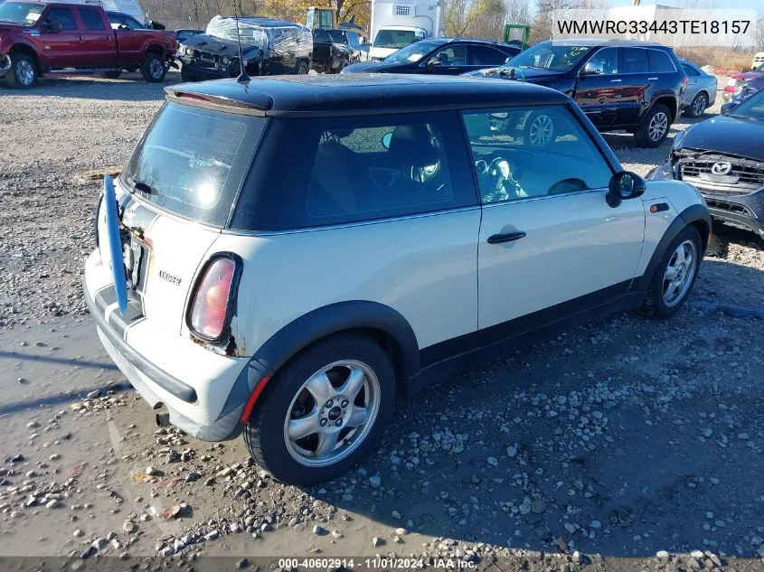 2003 Mini Cooper VIN: WMWRC33443TE18157 Lot: 40602914