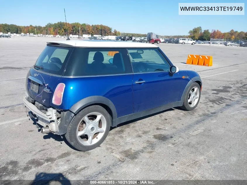 2003 Mini Cooper VIN: WMWRC33413TE19749 Lot: 40661853