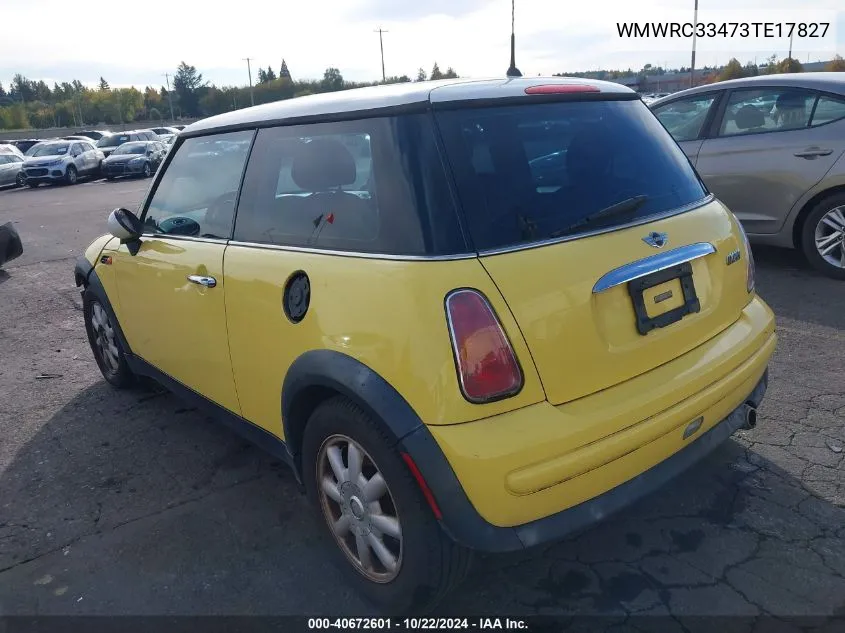 2003 Mini Cooper VIN: WMWRC33473TE17827 Lot: 40672601