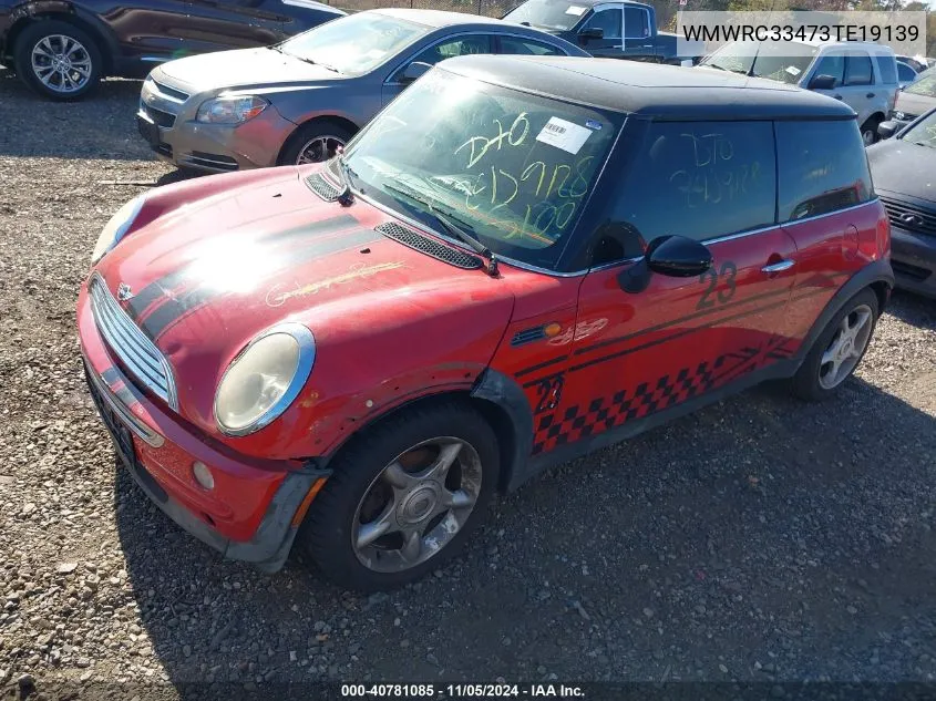 2003 Mini Cooper VIN: WMWRC33473TE19139 Lot: 40781085