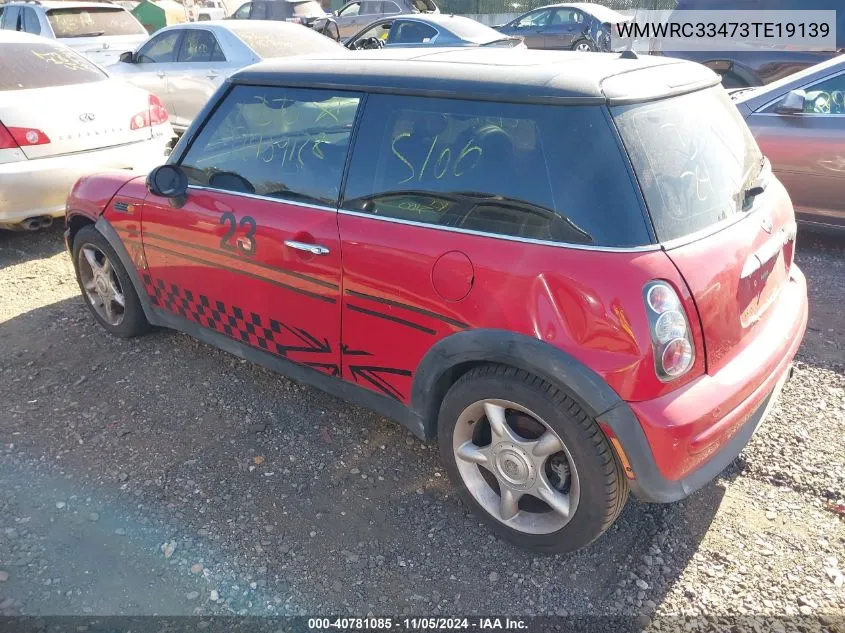 2003 Mini Cooper VIN: WMWRC33473TE19139 Lot: 40781085