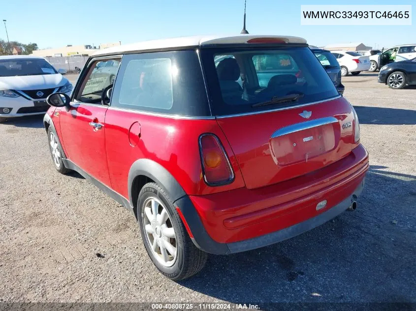 2003 Mini Cooper VIN: WMWRC33493TC46465 Lot: 40808725