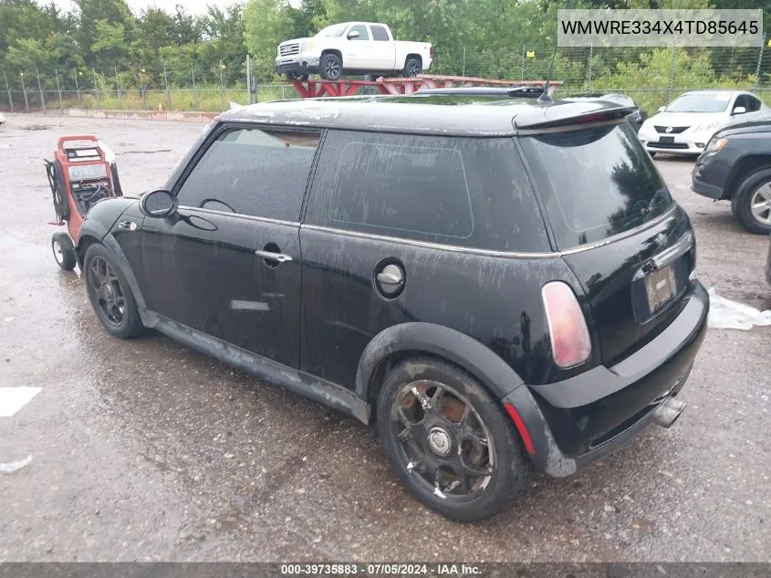 2004 Mini Cooper S VIN: WMWRE334X4TD85645 Lot: 39735883