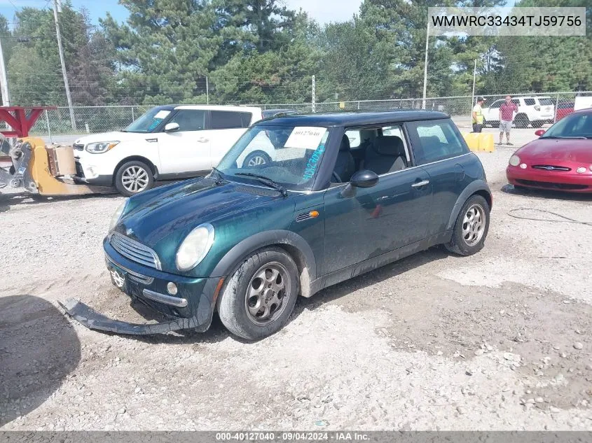 2004 Mini Cooper VIN: WMWRC33434TJ59756 Lot: 40127040