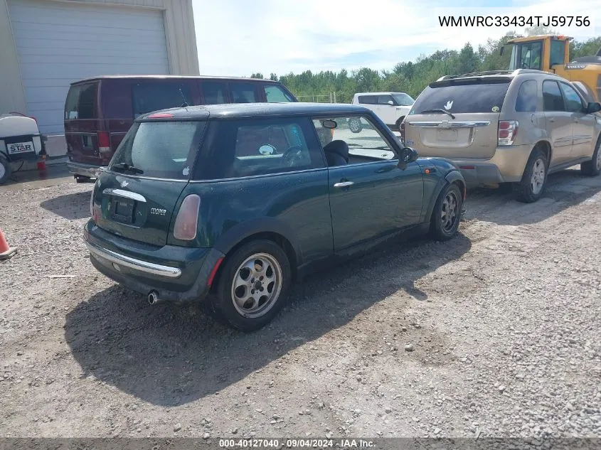 2004 Mini Cooper VIN: WMWRC33434TJ59756 Lot: 40127040