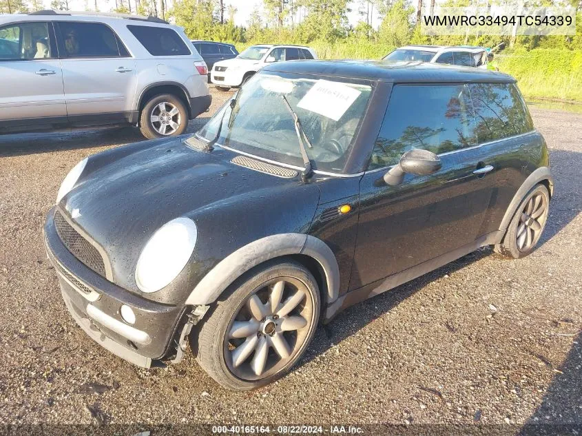 2004 Mini Cooper VIN: WMWRC33494TC54339 Lot: 40165164