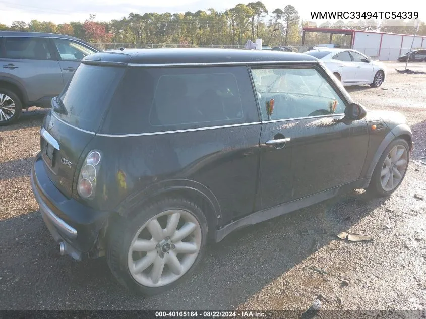 2004 Mini Cooper VIN: WMWRC33494TC54339 Lot: 40165164