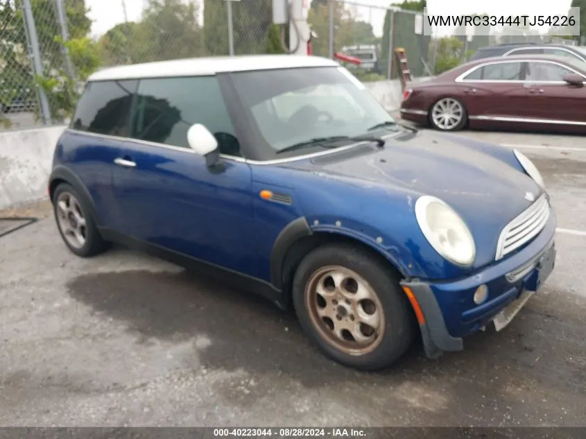 2004 Mini Cooper VIN: WMWRC33444TJ54226 Lot: 40223044