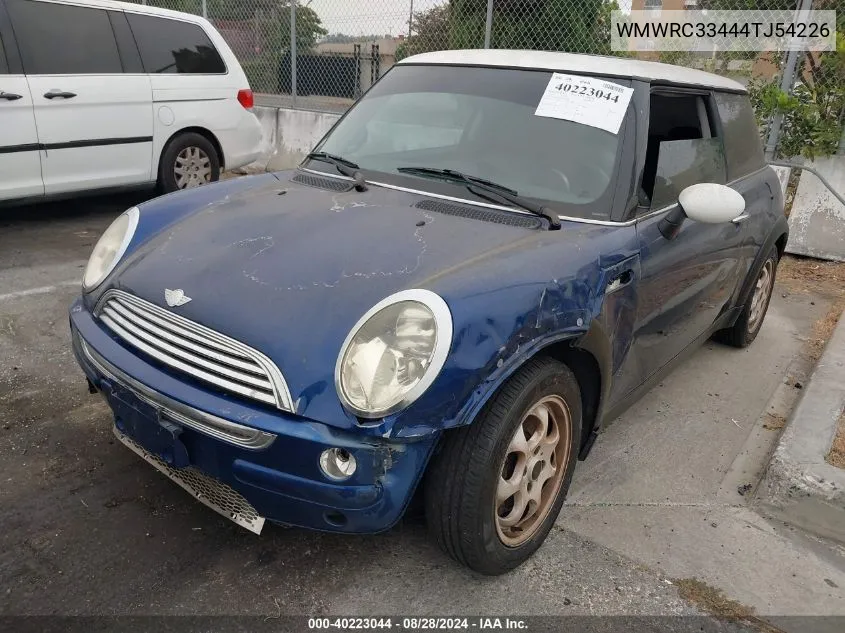 2004 Mini Cooper VIN: WMWRC33444TJ54226 Lot: 40223044