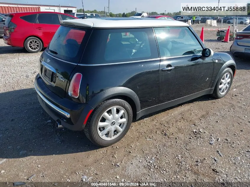 2004 Mini Cooper VIN: WMWRC33404TJ55888 Lot: 40451546