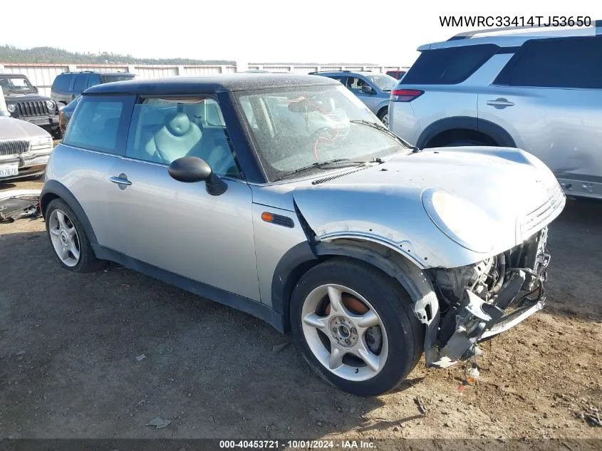 2004 Mini Cooper VIN: WMWRC33414TJ53650 Lot: 40453721