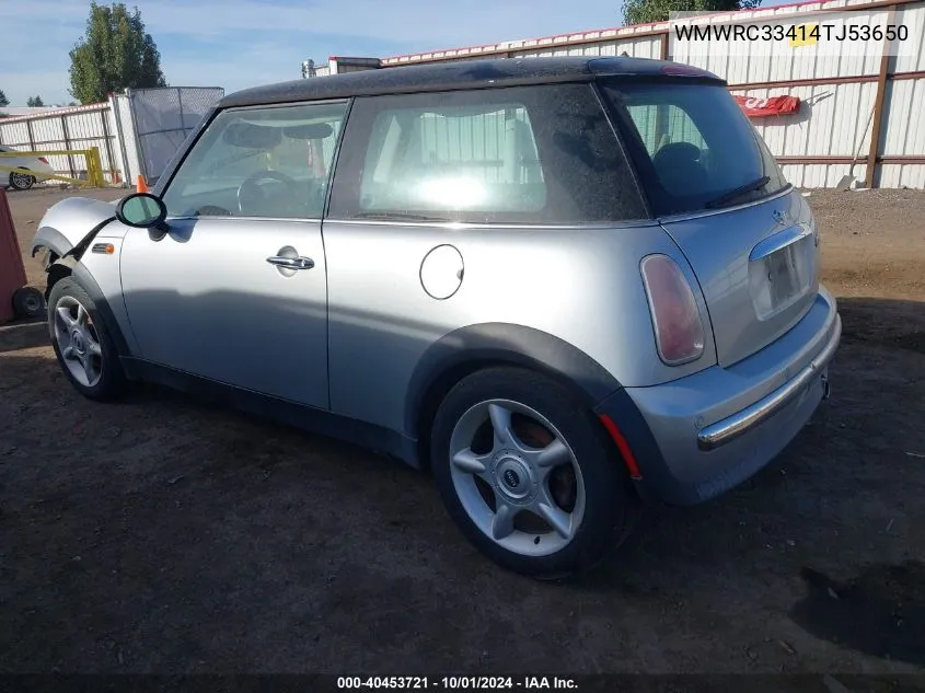 2004 Mini Cooper VIN: WMWRC33414TJ53650 Lot: 40453721