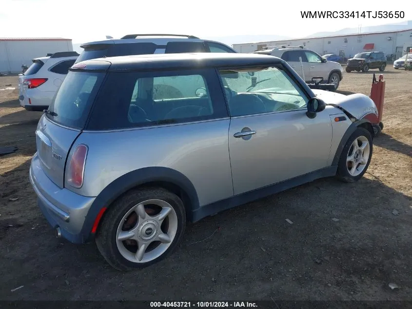 2004 Mini Cooper VIN: WMWRC33414TJ53650 Lot: 40453721