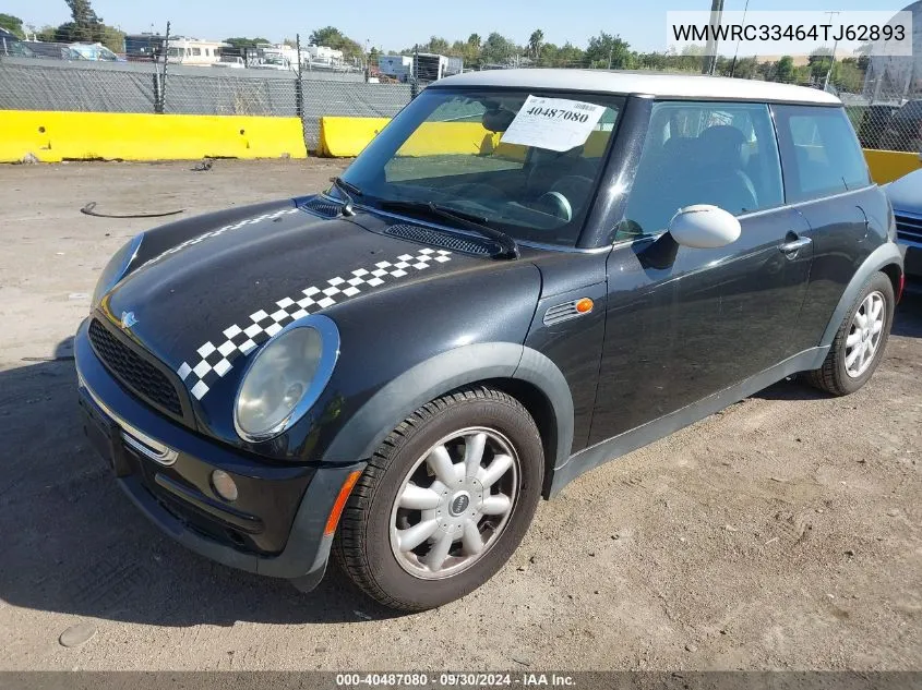 2004 Mini Cooper VIN: WMWRC33464TJ62893 Lot: 40487080