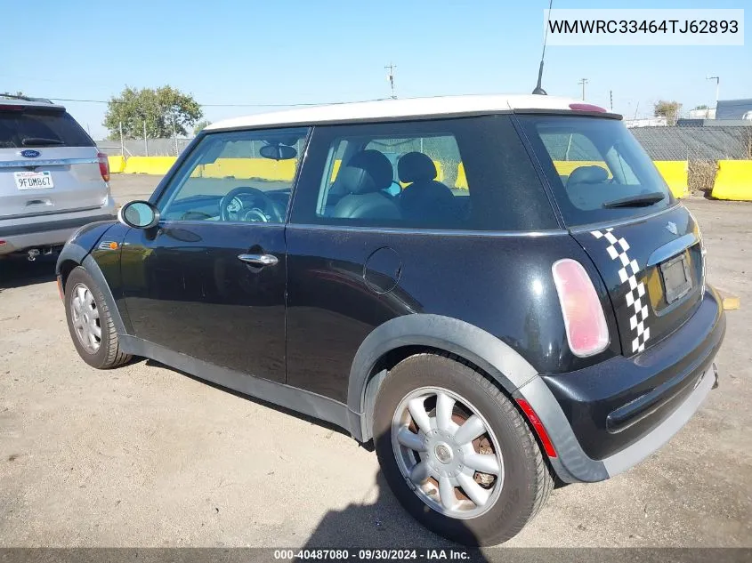 2004 Mini Cooper VIN: WMWRC33464TJ62893 Lot: 40487080