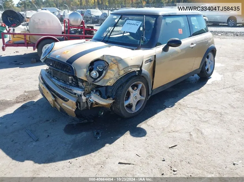 2004 Mini Cooper VIN: WMWRC33404TJ58435 Lot: 40664454