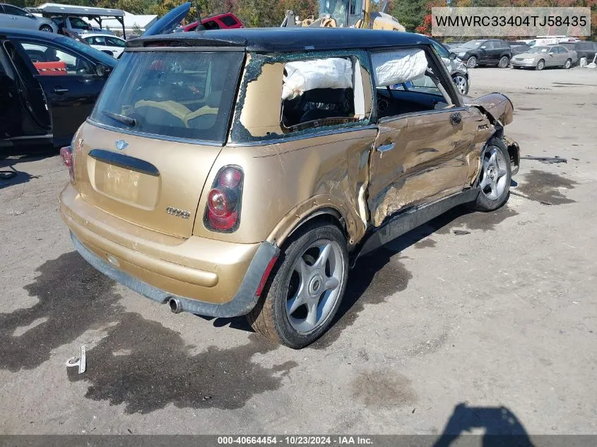 2004 Mini Cooper VIN: WMWRC33404TJ58435 Lot: 40664454