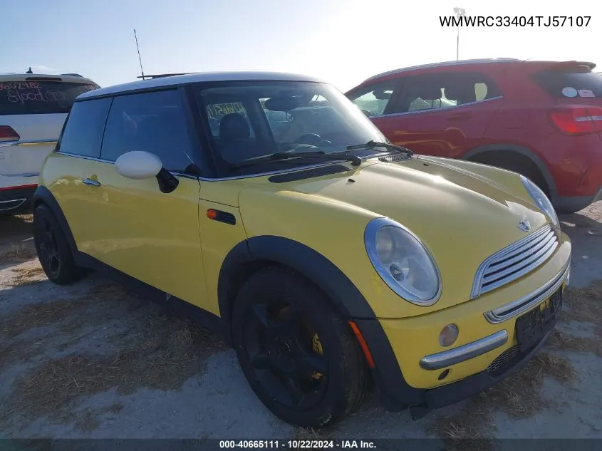 2004 Mini Cooper VIN: WMWRC33404TJ57107 Lot: 40665111