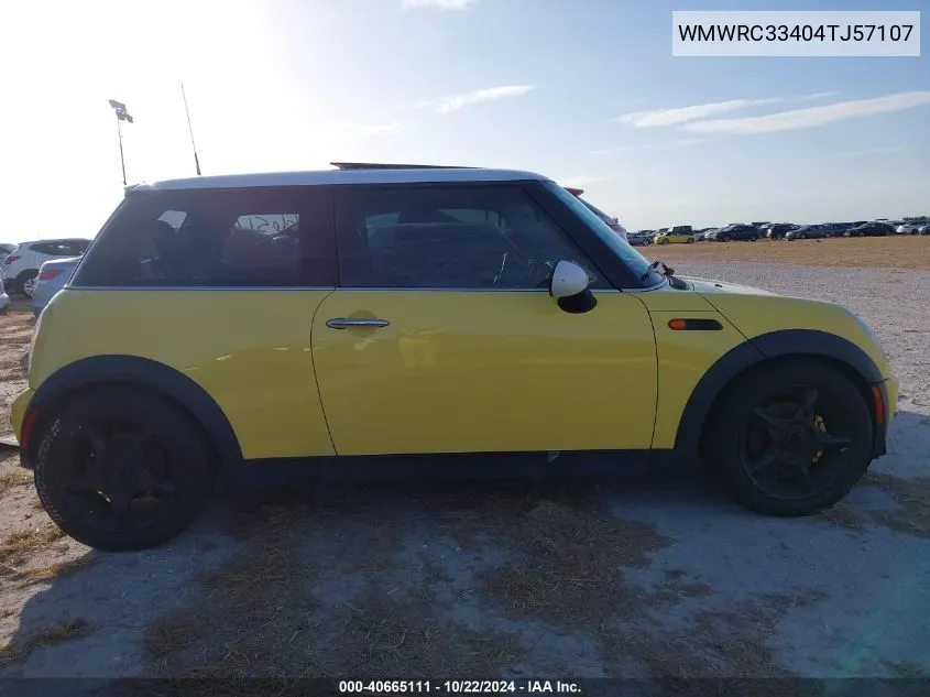 2004 Mini Cooper VIN: WMWRC33404TJ57107 Lot: 40665111