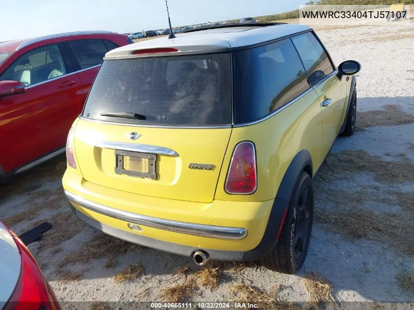 2004 Mini Cooper VIN: WMWRC33404TJ57107 Lot: 40665111