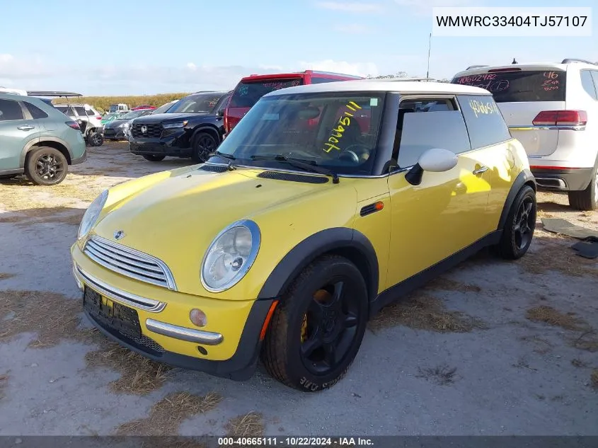 2004 Mini Cooper VIN: WMWRC33404TJ57107 Lot: 40665111