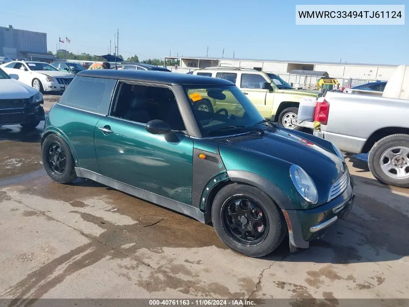 2004 Mini Cooper VIN: WMWRC33494TJ61124 Lot: 40761163