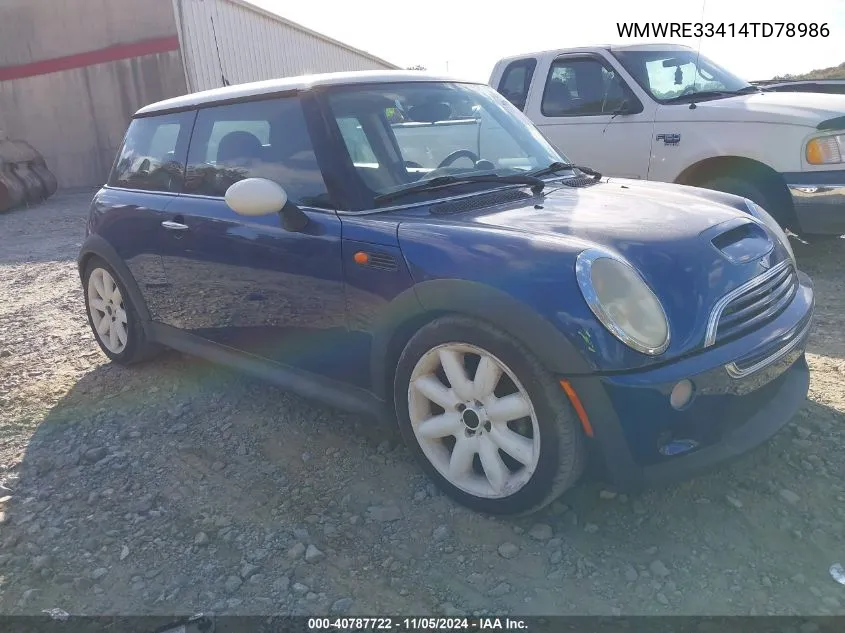 2004 Mini Cooper S VIN: WMWRE33414TD78986 Lot: 40787722