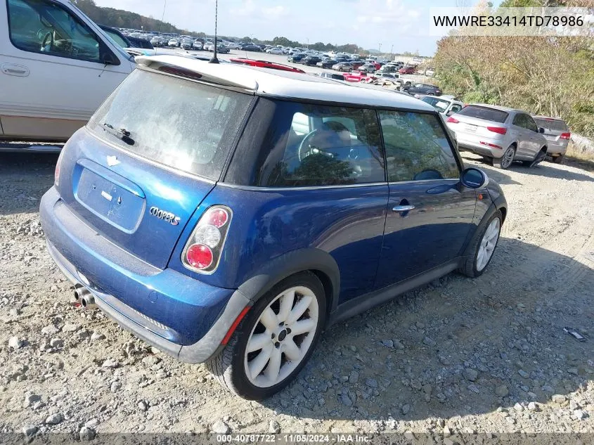 2004 Mini Cooper S VIN: WMWRE33414TD78986 Lot: 40787722