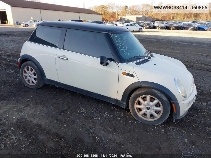 2004 Mini Cooper VIN: WMWRC33414TJ60856 Lot: 40815208