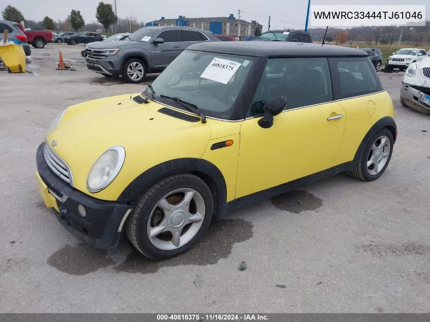 2004 Mini Cooper VIN: WMWRC33444TJ61046 Lot: 40818375