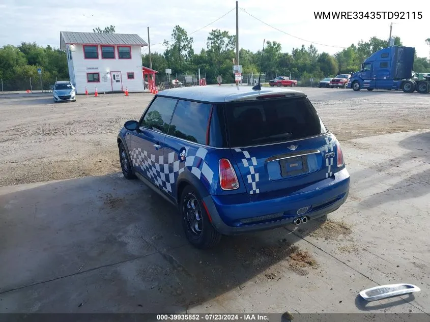 2005 Mini Cooper S VIN: WMWRE33435TD92115 Lot: 39935852