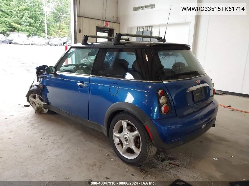 2005 Mini Cooper VIN: WMWRC33515TK61714 Lot: 40047910