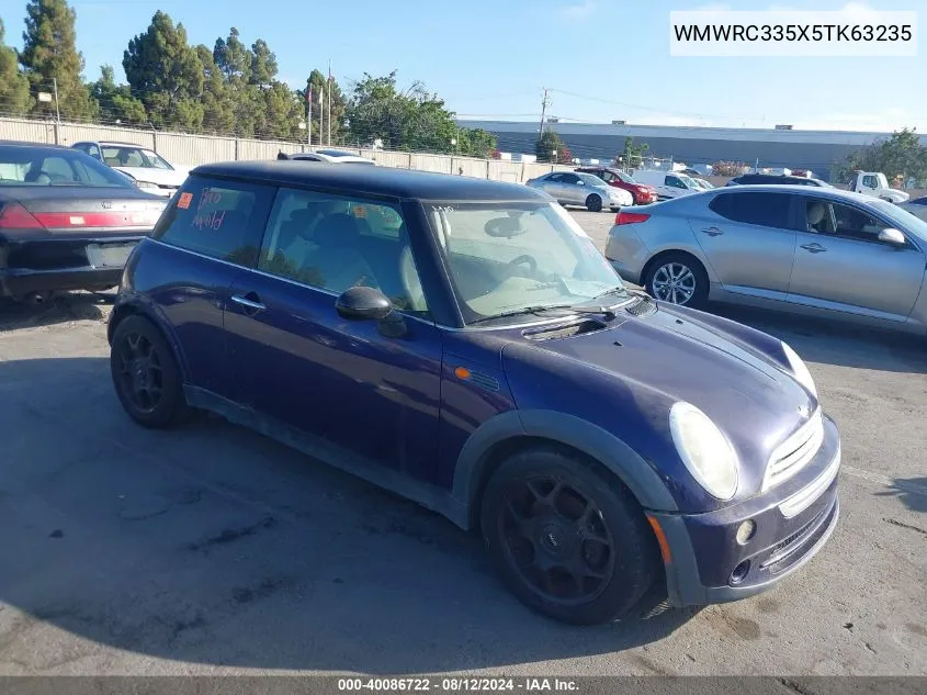 2005 Mini Cooper VIN: WMWRC335X5TK63235 Lot: 40086722